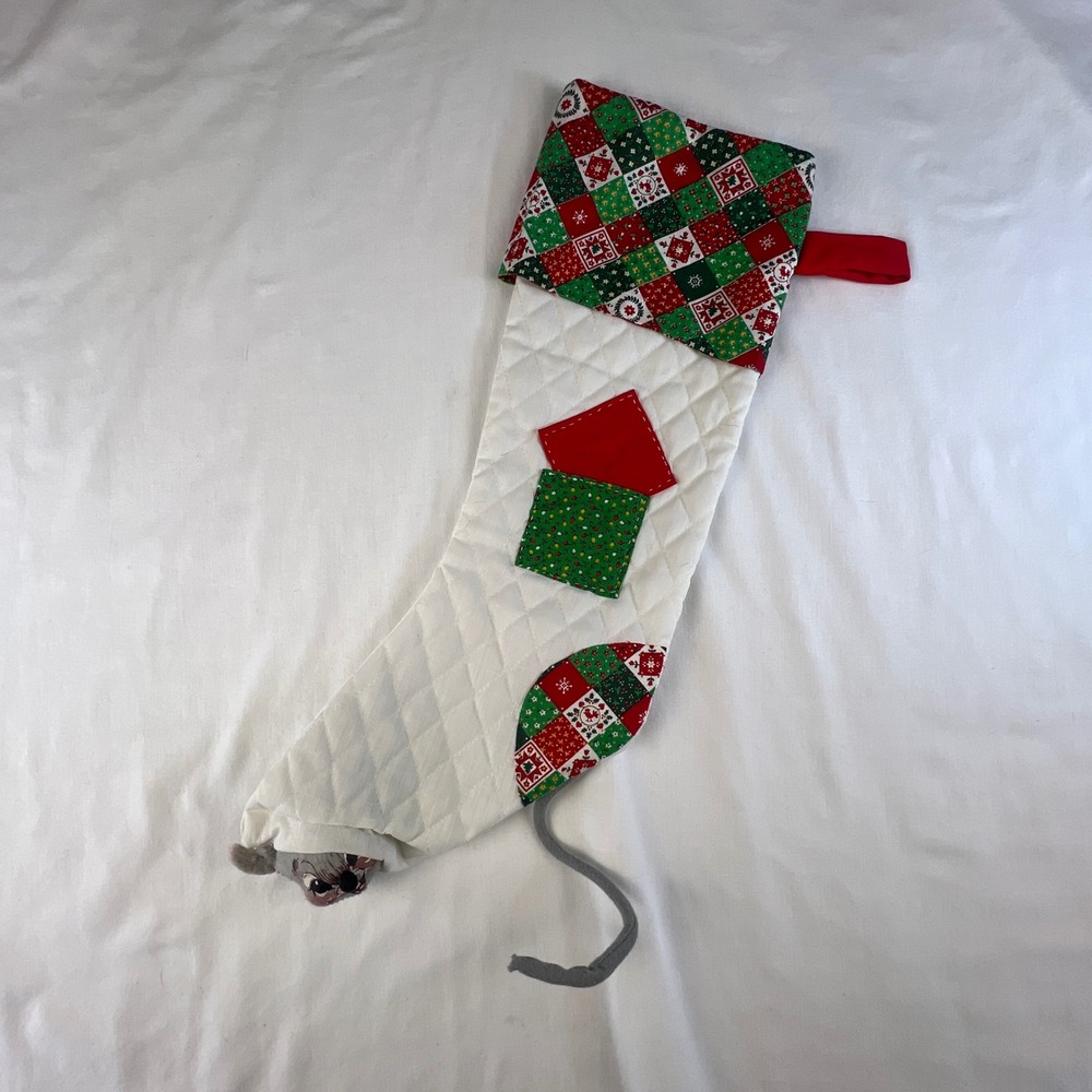 Vintage 1965 Annalee Mobilitee Peek A Boo  Christmas Stocking‎ Mouse Made In USA